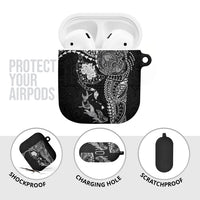 Hawaiian Manta Ray Tribal AirPods Case Polynesian Art Motifs Black Color