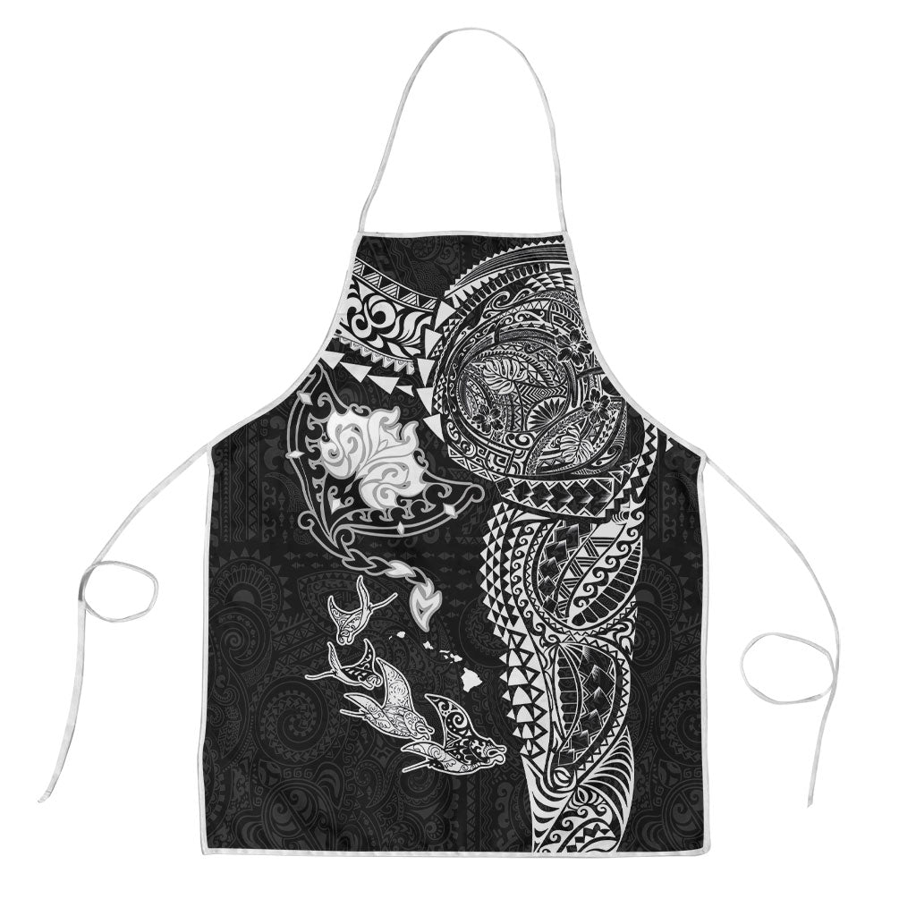 Hawaiian Manta Ray Tribal Apron Polynesian Art Motifs Black Color