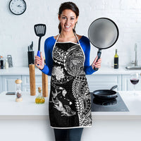 Hawaiian Manta Ray Tribal Apron Polynesian Art Motifs Black Color