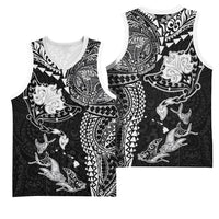 Hawaiian Manta Ray Tribal Basketball Jersey Polynesian Art Motifs Black Color