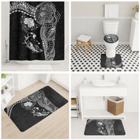 Hawaiian Manta Ray Tribal Bathroom Set Polynesian Art Motifs Black Color