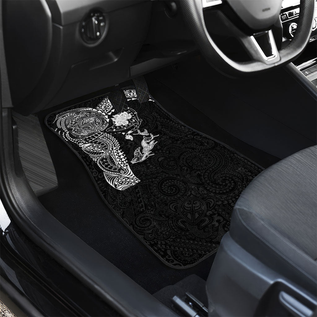 Hawaiian Manta Ray Tribal Car Mats Polynesian Art Motifs Black Color