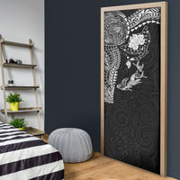 Hawaiian Manta Ray Tribal Door Cover Polynesian Art Motifs Black Color