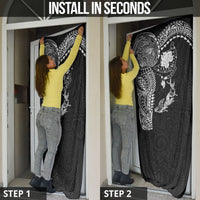 Hawaiian Manta Ray Tribal Door Cover Polynesian Art Motifs Black Color