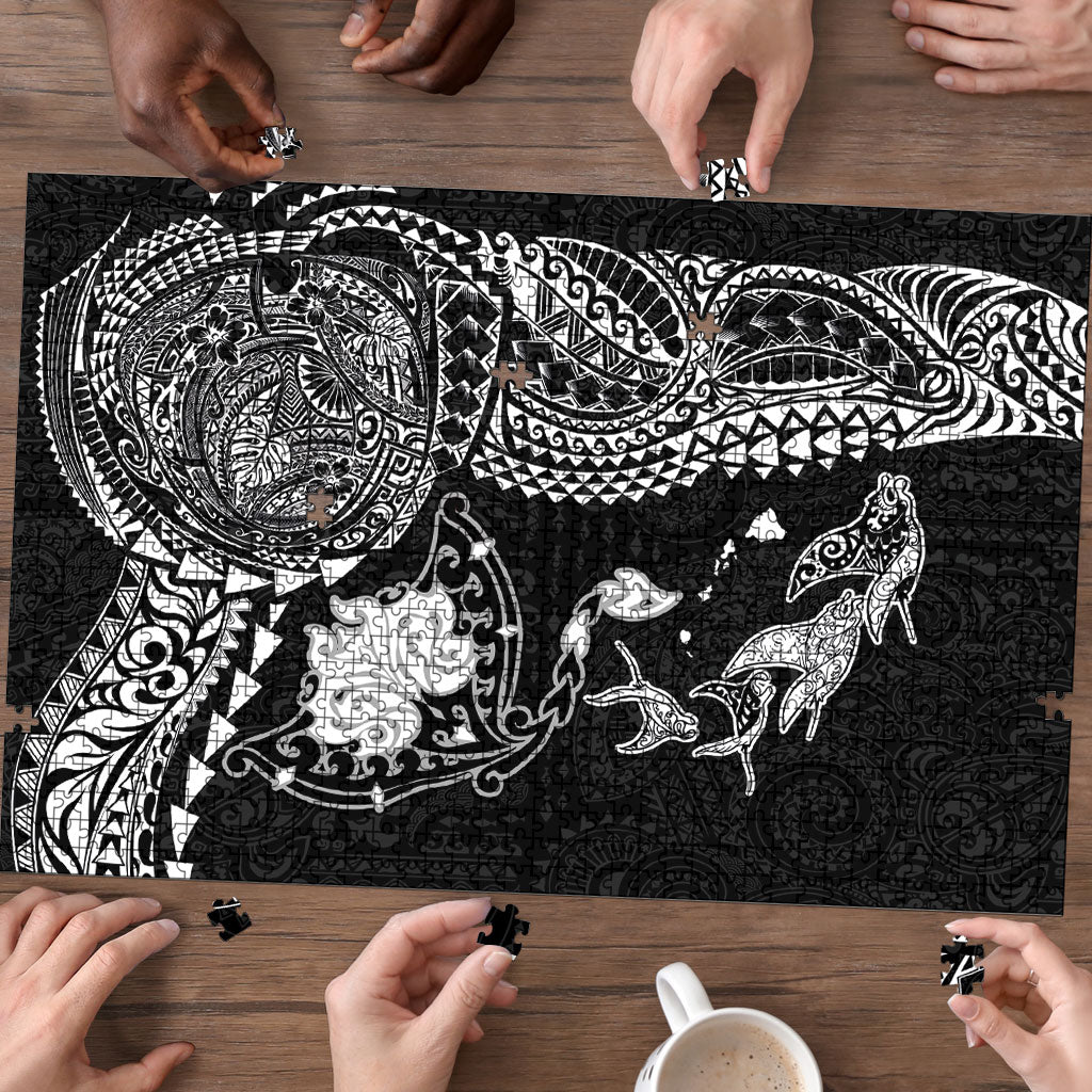 Hawaiian Manta Ray Tribal Puzzle Polynesian Art Motifs Black Color