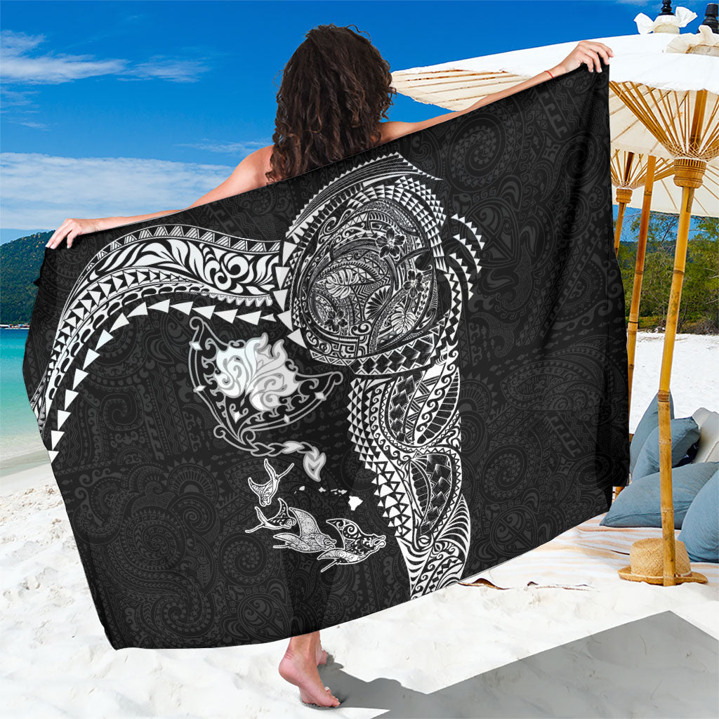 Hawaiian Manta Ray Tribal Sarong Polynesian Art Motifs Black Color