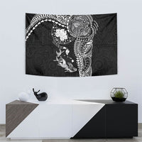 Hawaiian Manta Ray Tribal Tapestry Polynesian Art Motifs Black Color