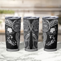 Hawaiian Manta Ray Tribal Tumbler Cup Polynesian Art Motifs Black Color