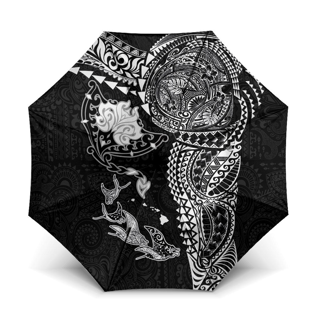 Hawaiian Manta Ray Tribal Umbrella Polynesian Art Motifs Black Color