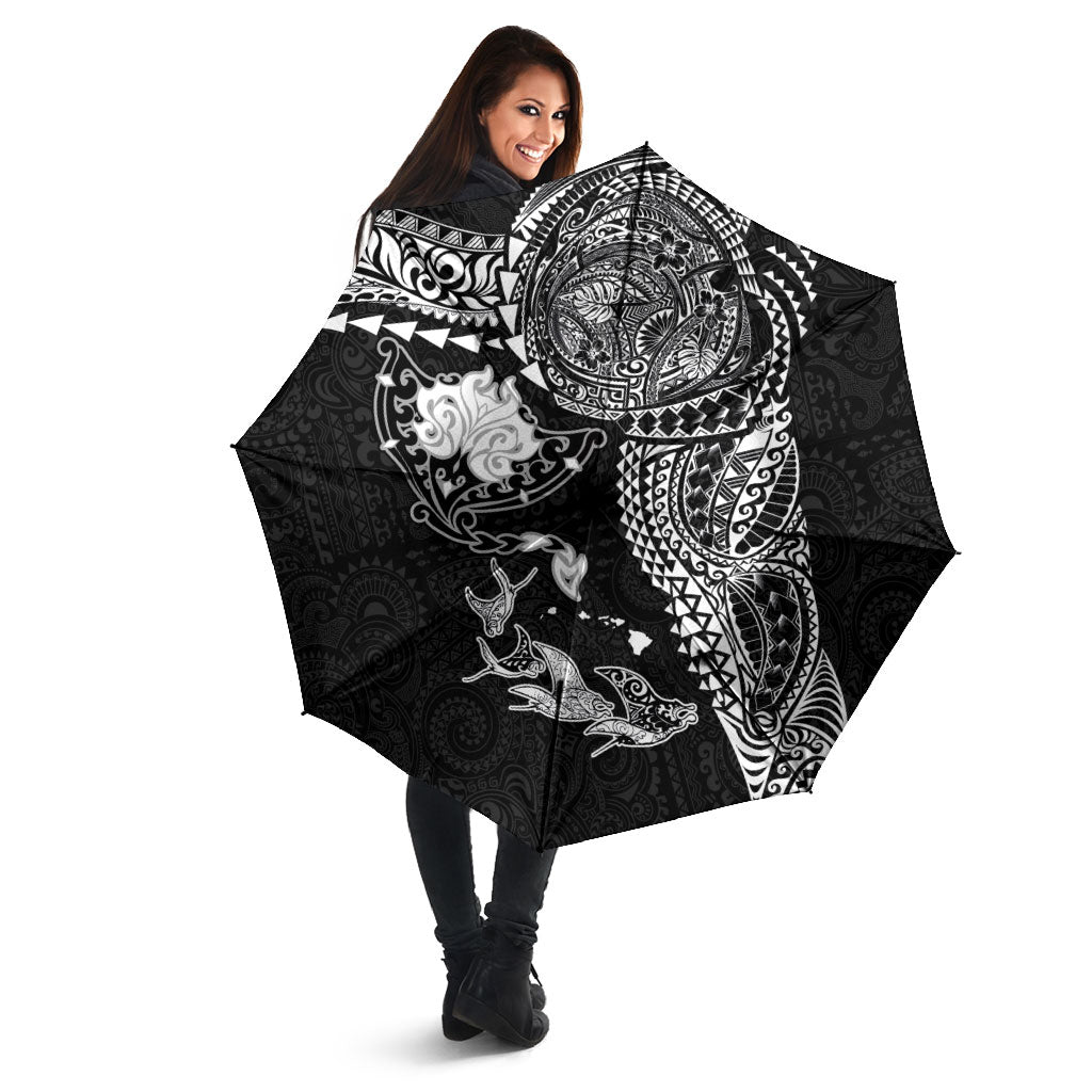 Hawaiian Manta Ray Tribal Umbrella Polynesian Art Motifs Black Color