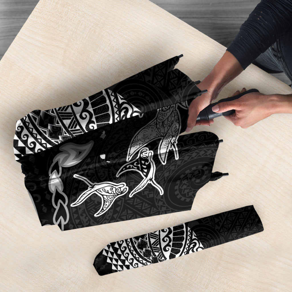 Hawaiian Manta Ray Tribal Umbrella Polynesian Art Motifs Black Color