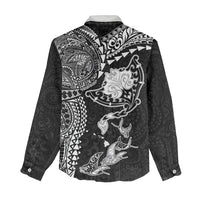 Hawaiian Manta Ray Tribal Women Casual Shirt Polynesian Art Motifs Black Color LT03 - Polynesian Pride