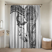 Hawaiian Manta Ray Tribal Bathroom Set Polynesian Art Motifs White Color