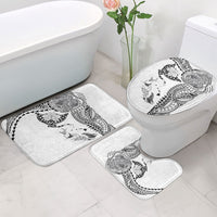 Hawaiian Manta Ray Tribal Bathroom Set Polynesian Art Motifs White Color