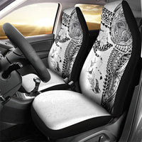 Hawaiian Manta Ray Tribal Car Seat Cover Polynesian Art Motifs White Color