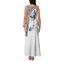 Hawaiian Manta Ray Tribal Family Matching Tank Maxi Dress and Hawaiian Shirt Polynesian Art Motifs White Color LT03 - Polynesian Pride