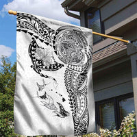 Hawaiian Manta Ray Tribal Garden Flag Polynesian Art Motifs White Color