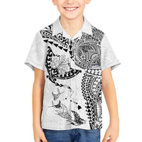 Hawaiian Manta Ray Tribal Hawaiian Shirt Polynesian Art Motifs White Color