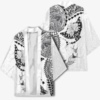Hawaiian Manta Ray Tribal Kimono Polynesian Art Motifs White Color