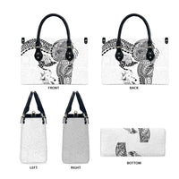 Hawaiian Manta Ray Tribal Leather Bag Polynesian Art Motifs White Color