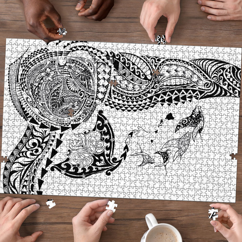 Hawaiian Manta Ray Tribal Puzzle Polynesian Art Motifs White Color