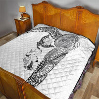Hawaiian Manta Ray Tribal Quilt Polynesian Art Motifs White Color