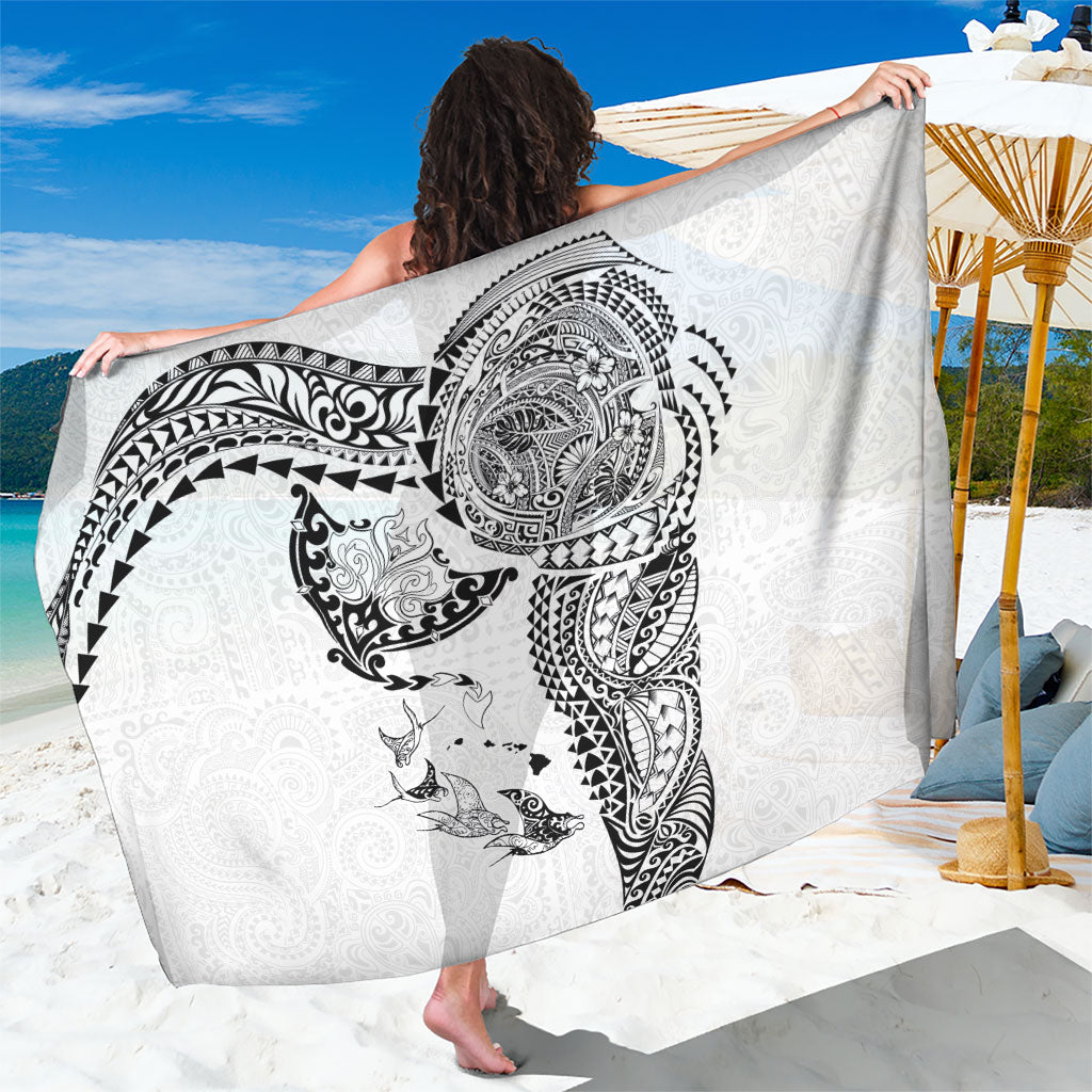 Hawaiian Manta Ray Tribal Sarong Polynesian Art Motifs White Color