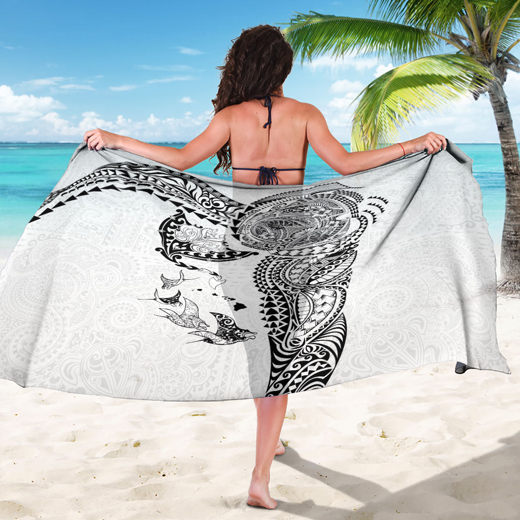 Hawaiian Manta Ray Tribal Sarong Polynesian Art Motifs White Color