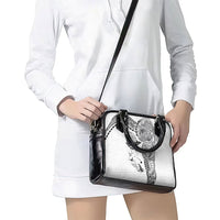 Hawaiian Manta Ray Tribal Shoulder Handbag Polynesian Art Motifs White Color