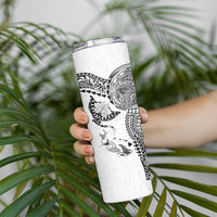 Hawaiian Manta Ray Tribal Skinny Tumbler Polynesian Art Motifs White Color LT03 - Polynesian Pride