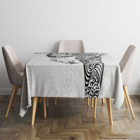 Hawaiian Manta Ray Tribal Tablecloth Polynesian Art Motifs White Color