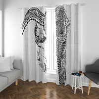 Hawaiian Manta Ray Tribal Window Curtain Polynesian Art Motifs White Color