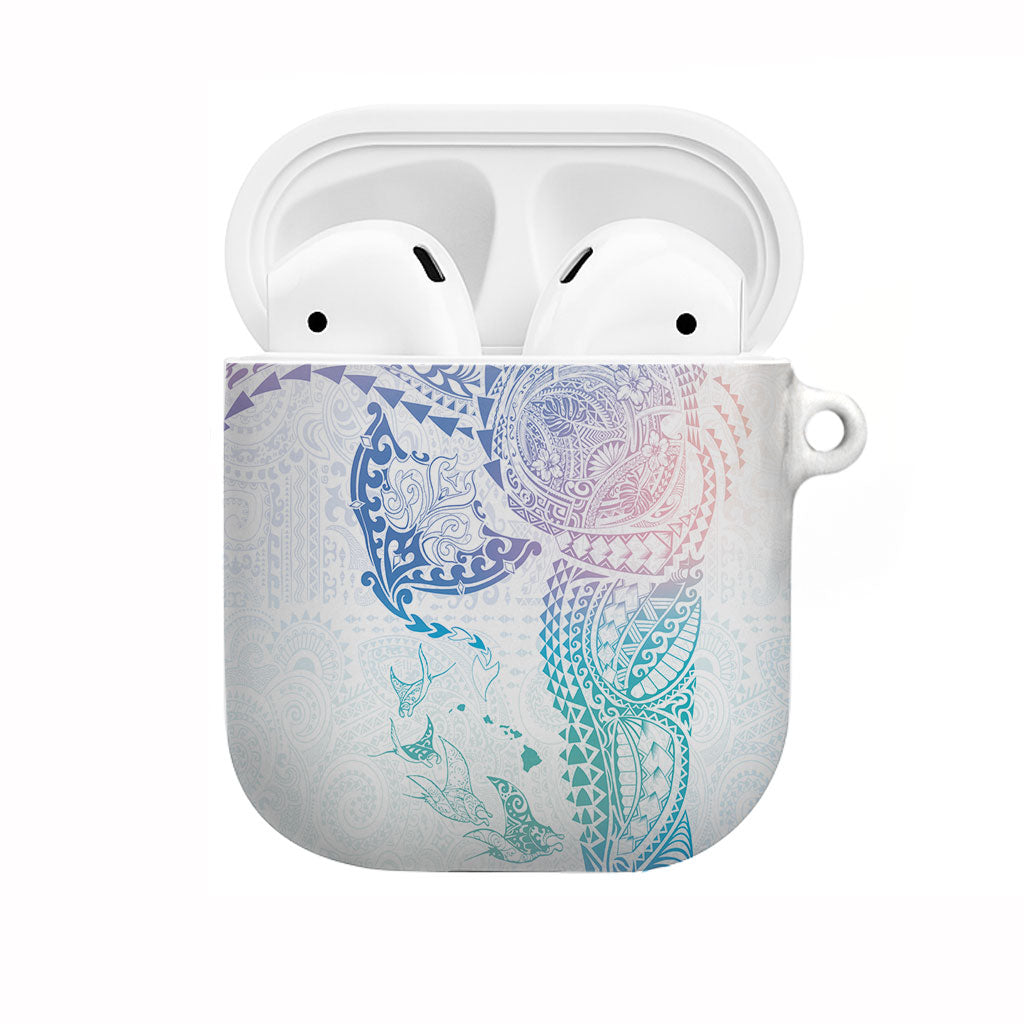Hawaiian Manta Ray Tribal AirPods Case Polynesian Art Motifs Sweet Pastel