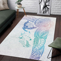 Hawaiian Manta Ray Tribal Area Rug Polynesian Art Motifs Sweet Pastel