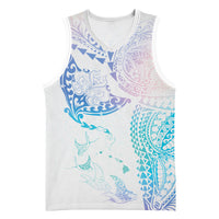 Hawaiian Manta Ray Tribal Basketball Jersey Polynesian Art Motifs Sweet Pastel