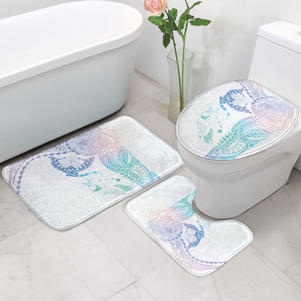 Hawaiian Manta Ray Tribal Bathroom Set Polynesian Art Motifs Sweet Pastel
