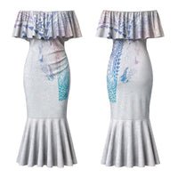 Hawaiian Manta Ray Tribal Couples Matching Mermaid Dress and Long Sleeve Button Shirt Polynesian Art Motifs Sweet Pastel LT03 - Polynesian Pride