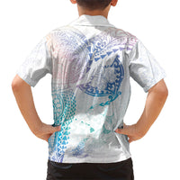 Hawaiian Manta Ray Tribal Family Matching Off Shoulder Maxi Dress and Hawaiian Shirt Polynesian Art Motifs Sweet Pastel LT03 - Polynesian Pride
