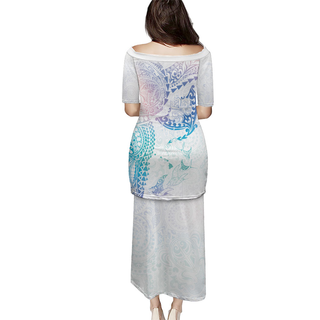 Hawaiian Manta Ray Tribal Family Matching Puletasi and Hawaiian Shirt Polynesian Art Motifs Sweet Pastel LT03 - Polynesian Pride
