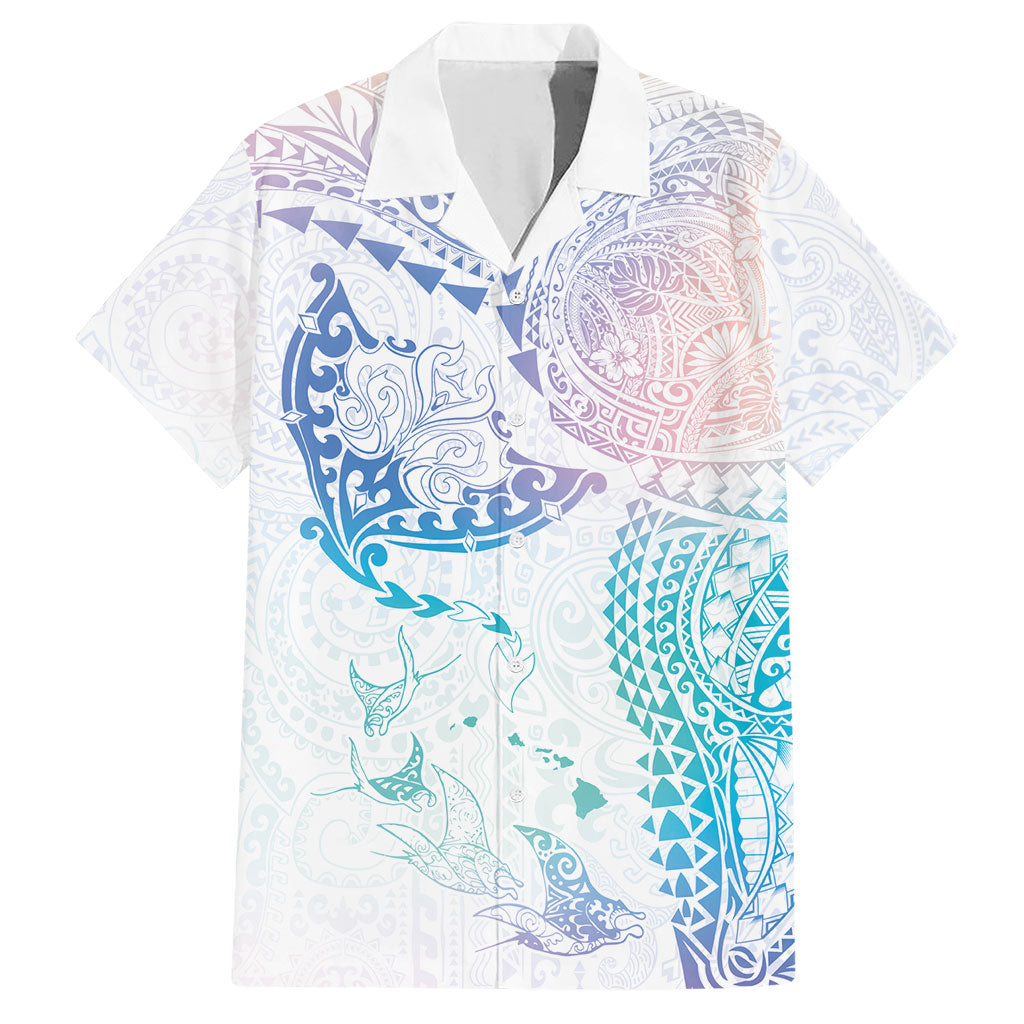 Hawaiian Manta Ray Tribal Hawaiian Shirt Polynesian Art Motifs Sweet Pastel