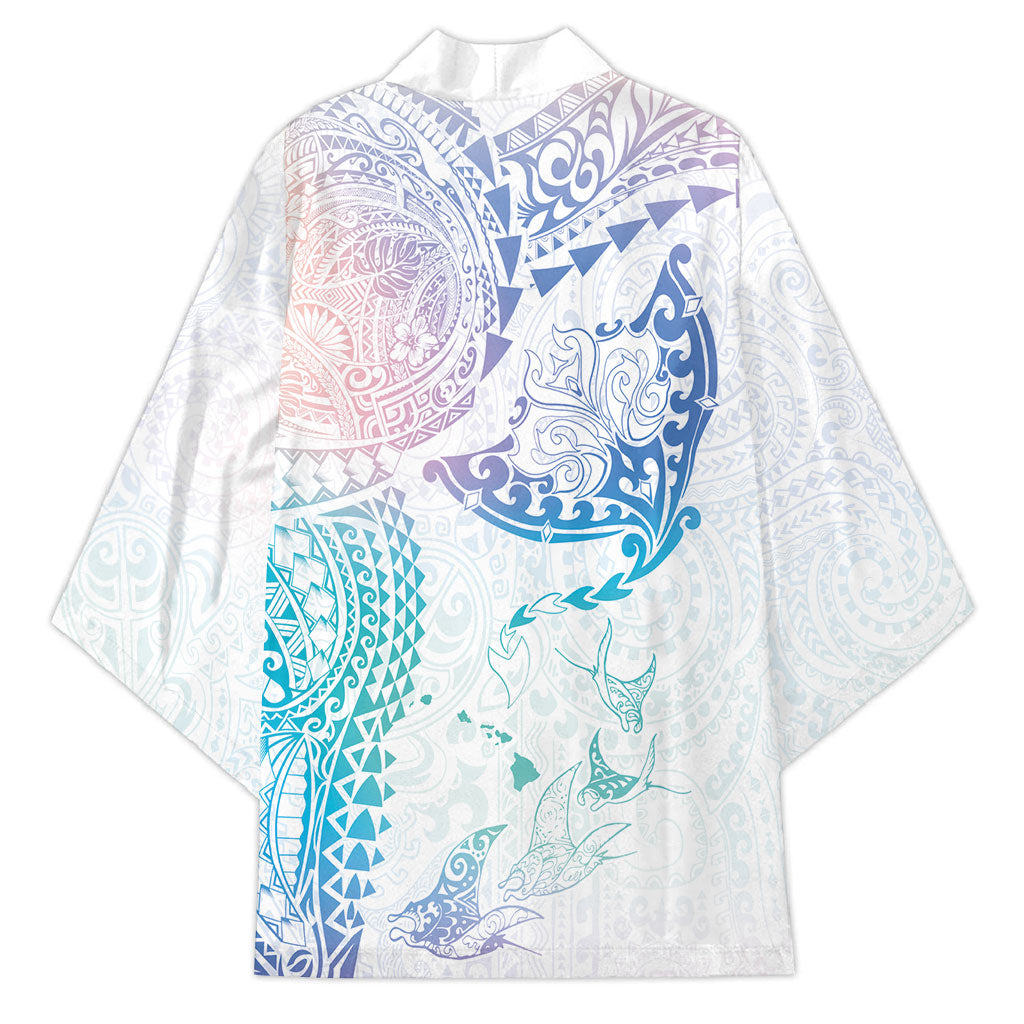 Hawaiian Manta Ray Tribal Kimono Polynesian Art Motifs Sweet Pastel
