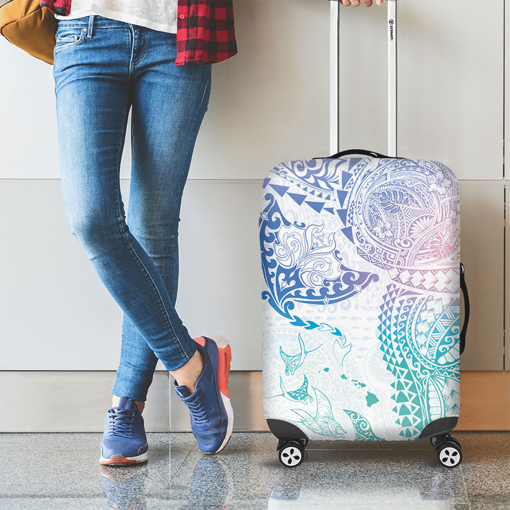 Hawaiian Manta Ray Tribal Luggage Cover Polynesian Art Motifs Sweet Pastel