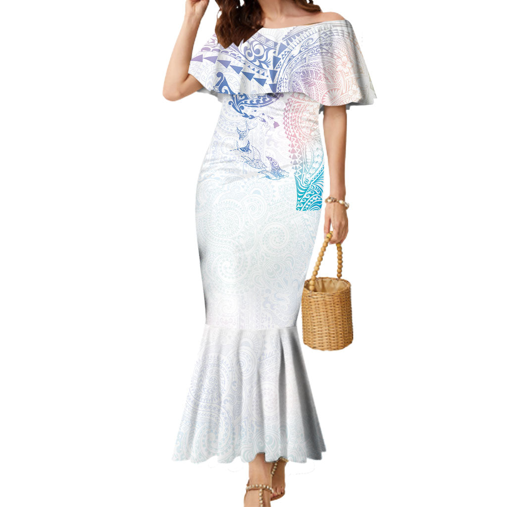 Hawaiian Manta Ray Tribal Mermaid Dress Polynesian Art Motifs Sweet Pastel