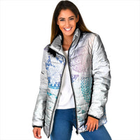 Hawaiian Manta Ray Tribal Padded Jacket Polynesian Art Motifs Sweet Pastel