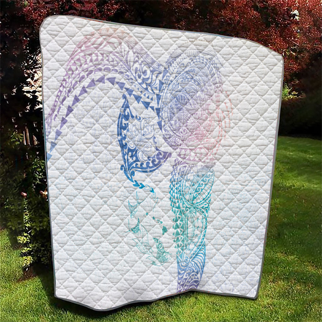 Hawaiian Manta Ray Tribal Quilt Polynesian Art Motifs Sweet Pastel