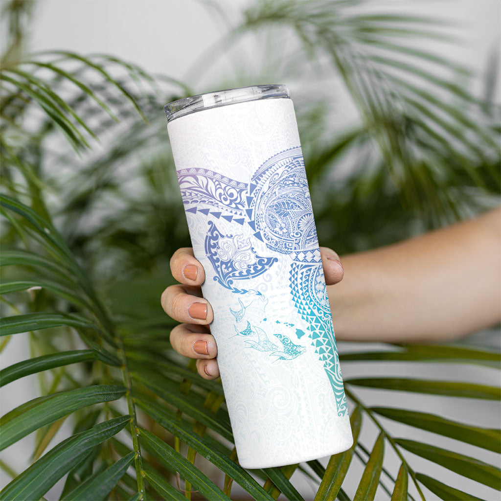 Hawaiian Manta Ray Tribal Skinny Tumbler Polynesian Art Motifs Sweet Pastel LT03 - Polynesian Pride