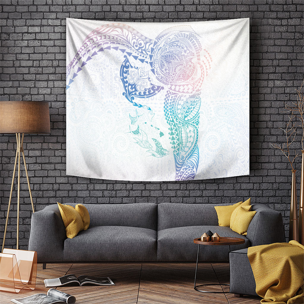 Hawaiian Manta Ray Tribal Tapestry Polynesian Art Motifs Sweet Pastel
