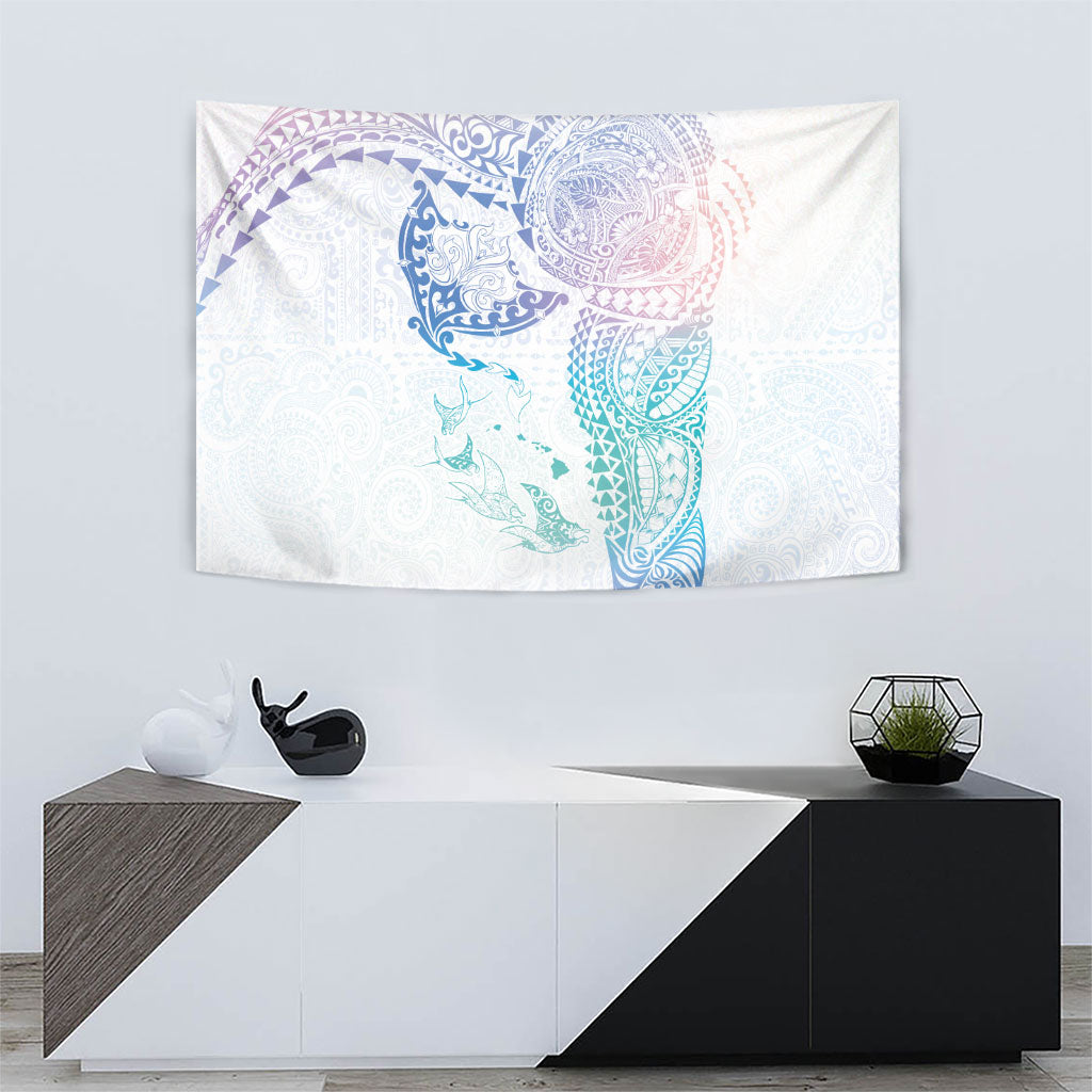 Hawaiian Manta Ray Tribal Tapestry Polynesian Art Motifs Sweet Pastel