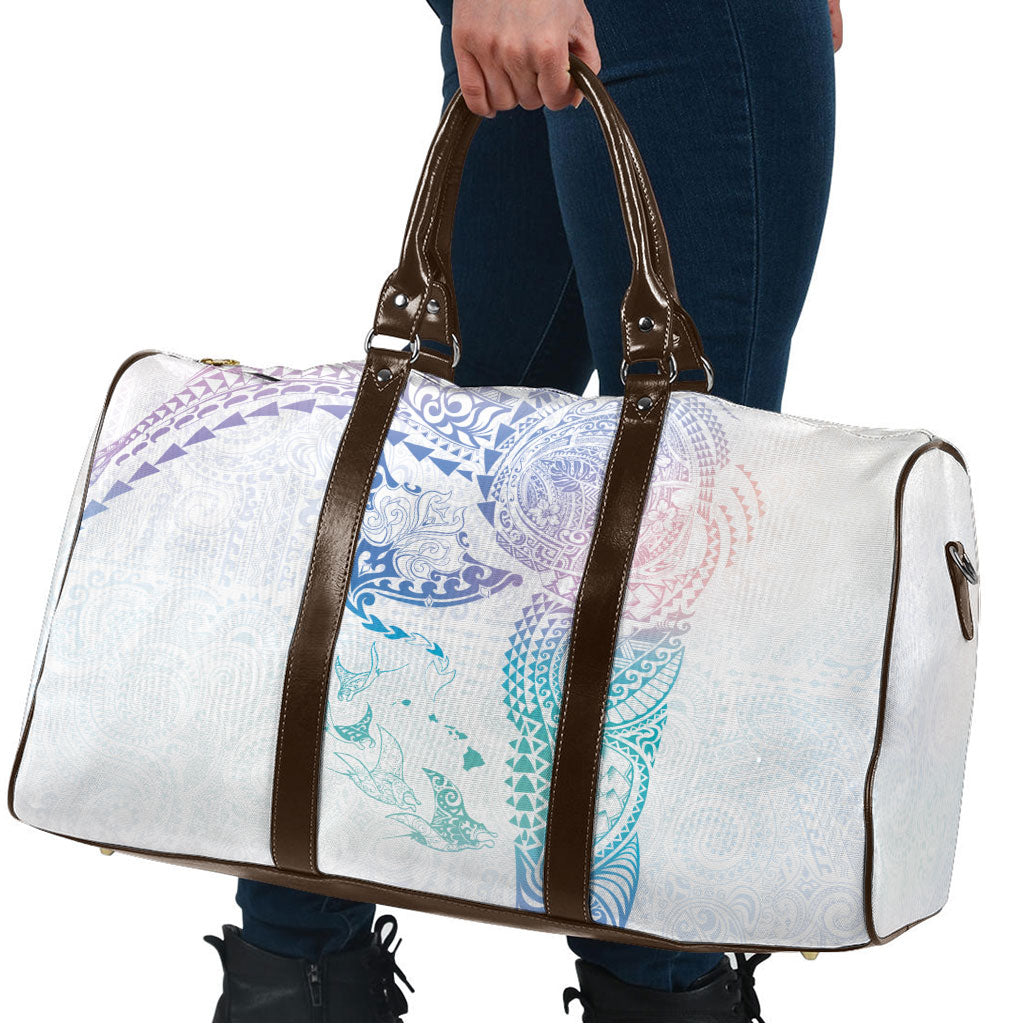 Hawaiian Manta Ray Tribal Travel Bag Polynesian Art Motifs Sweet Pastel