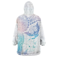 Hawaiian Manta Ray Tribal Wearable Blanket Hoodie Polynesian Art Motifs Sweet Pastel LT03 - Polynesian Pride